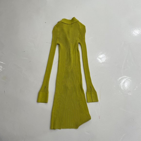 BOTTEGA VENETA GREEN SILK RIB SHIRT DRESS - Picture 5 of 5